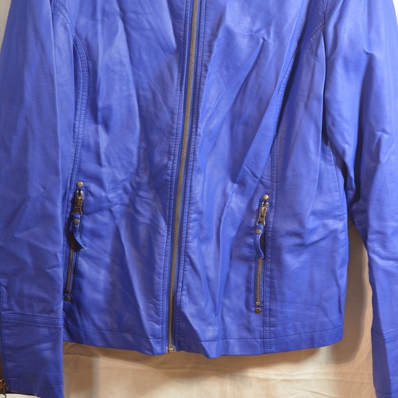 Northern Reflections L Faux Leather Jacket Blue - Picture 5 of 5